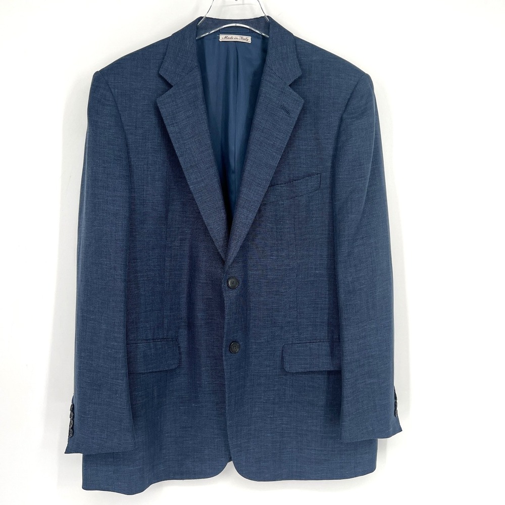 Belvest‎ for Davide Cenci Blazer Mens 44R Wool Linen Blue Sports Coat Classic